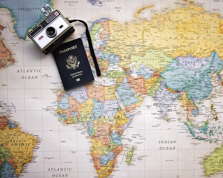 passport, map, world map, world, trip, tourism, vacation, travel, planning, camera
